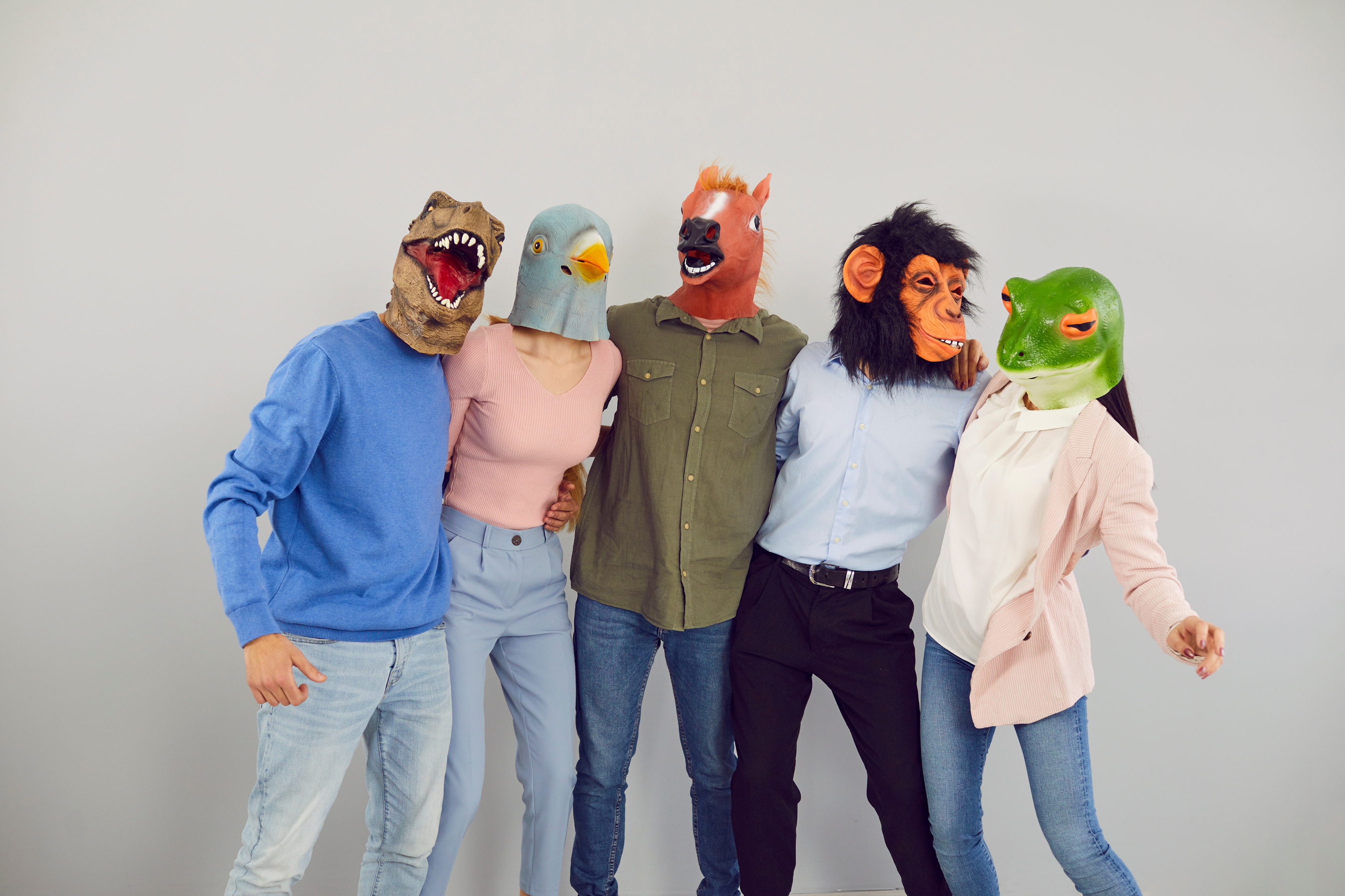 Group Wearing Animal Masks 